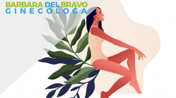 Banner estate donna con pianta accanto