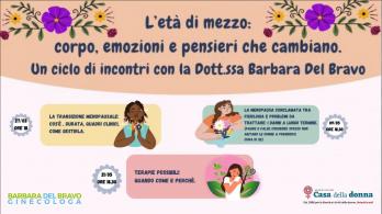 Eventi casa della donna banner con loghi Barbara Del Bravo, e Casa della donna