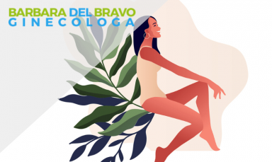 Banner estate donna con pianta accanto