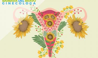 immagine di utero con girasoli che fanno riferimento al colore giallo simbolo dell'endometriosi